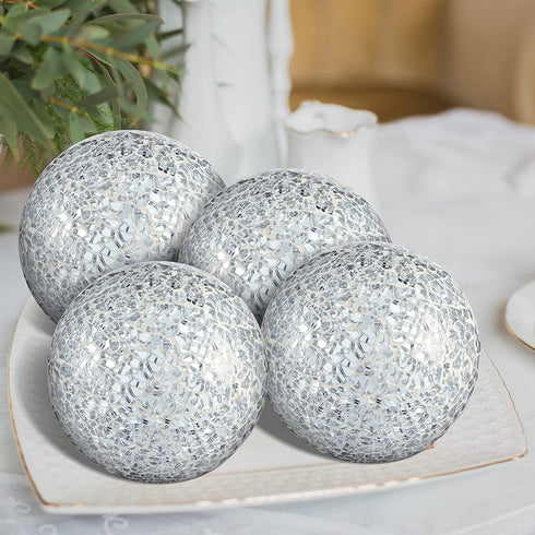 Adore the Decor™ Decorative Mosaic Glass Silver Sphere Orb Ball